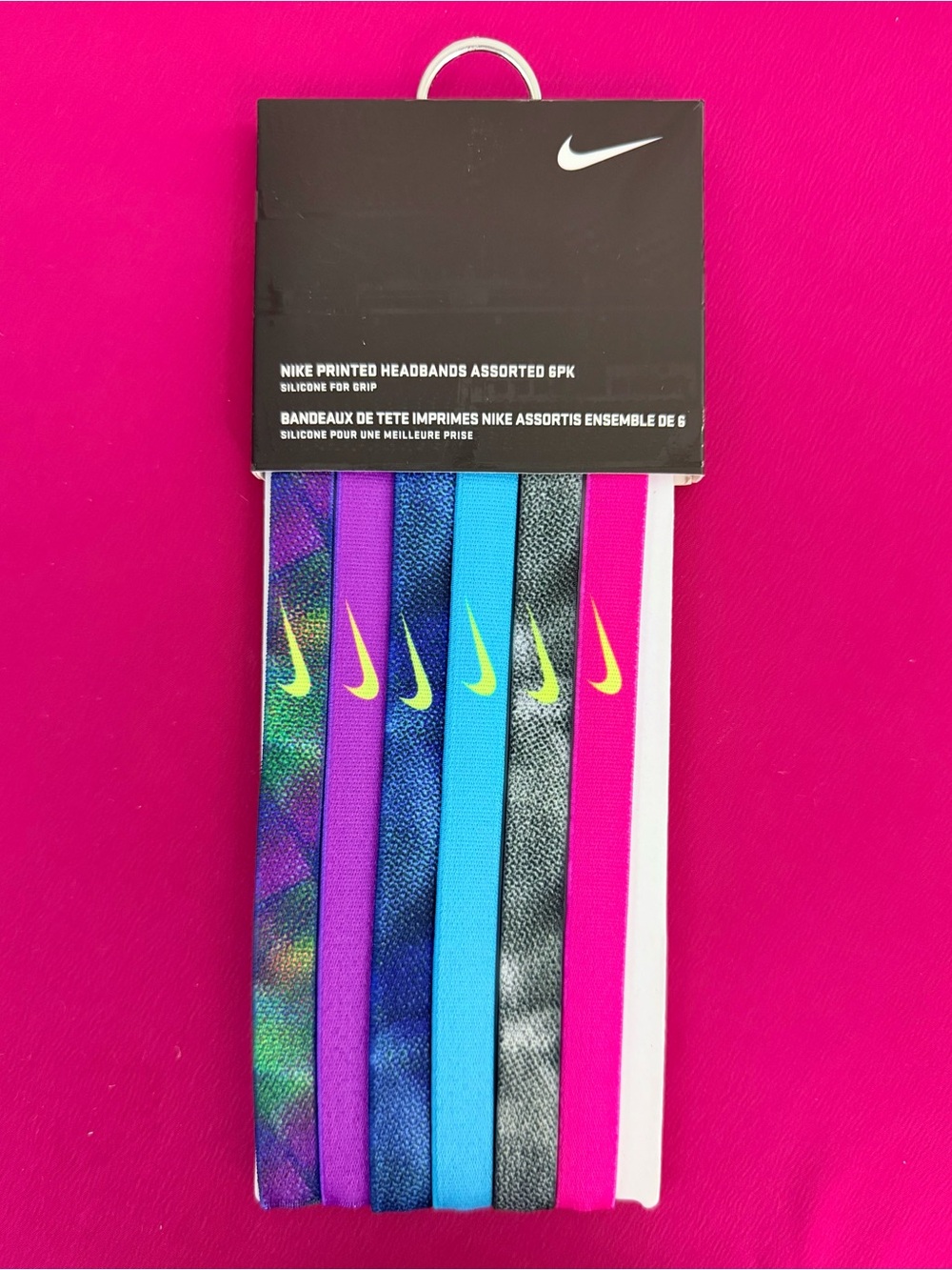 Nike Unisex Bright Colored (Set of 6) Athletic Headbands with Silicone Grip NWT
